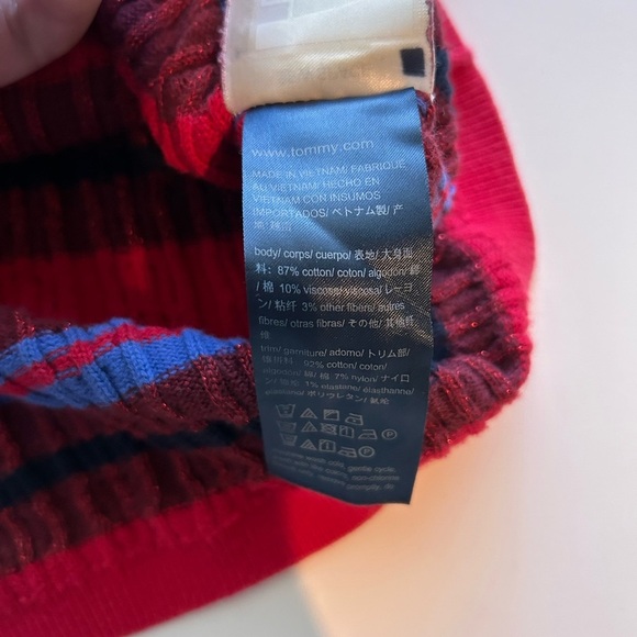 Y2K Style Tommy Hilfiger Cable Knit Striped Metallic Sweater - Picture 5 of 5